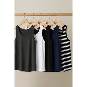 5 Adet A Kesim Pamuklu Kalın Askılı Atlet Tişört