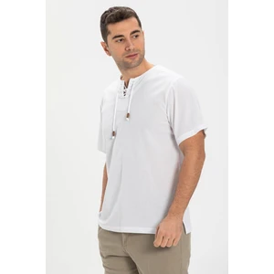 Eliş Şile Bezi Kısa Kol Şile Bezi Zımbalı Erkek Tshirt Beyaz