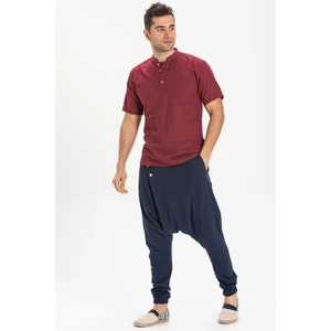 Eliş Şile Bezi Kısa Kol Şile Bezi Bodrum Erkek T-Shirt Koyu Bordo