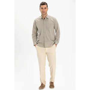 Büyük Beden Şile Bezi Tek Cepli Uzun Kol Erkek Yazlık Gömlek Taş 3031