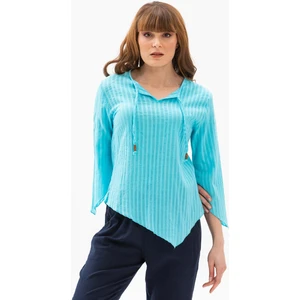 Eliş Şile Bezi Truvakar Kol Şile Bezi Rodos Yazlık Bluz Turkuaz Trkz