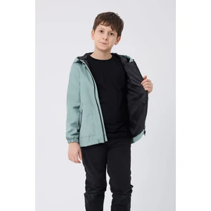 Spor Erkek Çocuk Mürdüm Içi Astarlı Su ve Rüzgar Geçirmez Kapüşonlu Çift Fermuarlı Cepli Yağmurluk