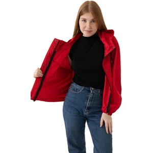 Spor Kadın Su Geçirmez ve Rüzgara   Kapüşonlu Cepli Çıt Çıtlı Mevsimlik Yağmurluk