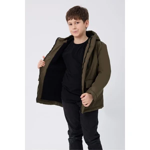Spor Erkek Çocuk Kürklü Su Ve Rüzgar Geçirmez Kapüşonlu 3 Cep Mont & Kaban & Parka