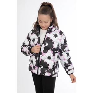 Spor Kız Çocuk Pusula Desen Polar Su Ve Rüzgar Geçirmez Kapüşonlu Cepli Mont