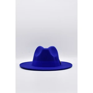 Kadın Saks Mavi Boater Fedora Fötr Şapka Panama Kasket
