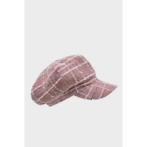 Kadın Kasket Yünlü Desenli Dökümlü Şapka Pembe