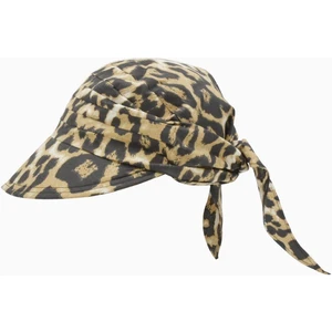 Kadın Bağlamalı Eşarp Siperli Leopar Desenli Plaj Şapkası