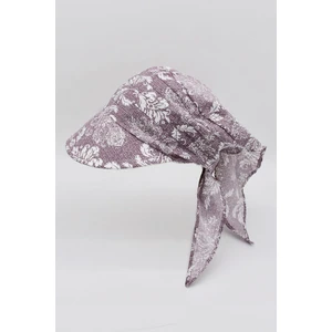 Kadın Bağlamalı Eşarp Siperli Çiçek Desenli Plaj Şapkası