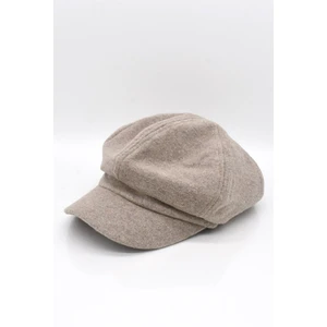Kadın Kasket Yün Flat Cap Vizon Şapka