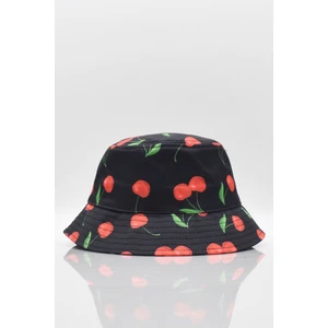 Kiraz Desenli Kova Balıkçı Şapka Bucket Hat-Siyah