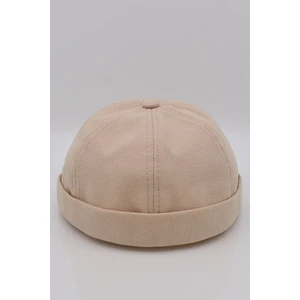 Kadın Hipster Katlamalı Cap Bej Docker Şapka