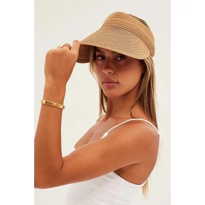 Kadın Geniş Siperli Vizör Hasır Plaj Şapkası Camel