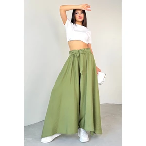 PNT-07410 Mint Yeşili Dokuma Kuşaklı Şalvar Etek Pantolon
