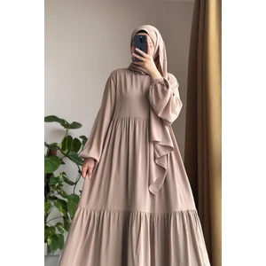 Ande Tesettür Seyyale Elbise - Bej