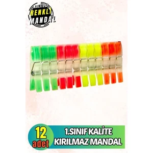 12 Adet 1. Sınıf Kalite Kırılmaz Mandal Paslanmaz Mandal (Renkli)