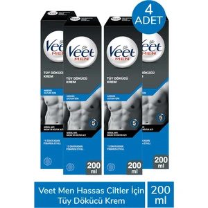 Men Hassas Ciltler İçin Tüy Dökücü Krem 200 ml 4 Adet