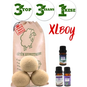 %100 Yün Merinos Yünü 3 Top ve 3 Koku Xl Çamaşır Yün Kurutma Topu ve Kokusu Kurutma Makinesi Için