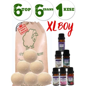 %100 Yün Merinos Yünü 6 Top ve 6 Koku Xl Çamaşır Yün Kurutma Topu ve Kokusu Kurutma Makinesi Için