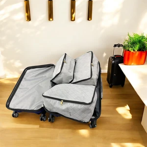 3'lü Valiz Düzenleyici Bavul Içi Organizer Set Seyahat Hurcu Gri