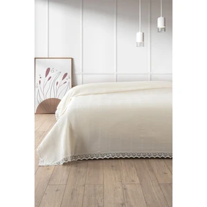 %100 Pamuk Çift Kişilik Kopanaki Dantelli Waffle Pike-210x230 cm-Krem