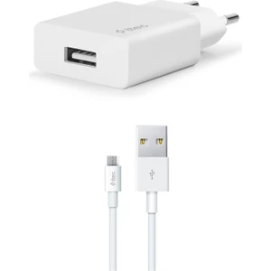 Smart Fast Charger 2.1A Usba To Micro Kablolu Seyahat Şarj Aleti Set Beyaz