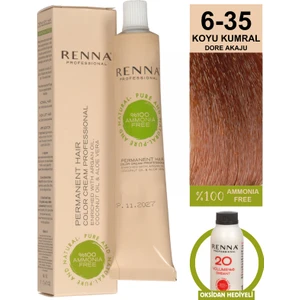 Bitkisel Amonyaksız Saç Boyası 60 ml 6-35 Koyu Kumral Dore Akaju Oksidan Hediyeli