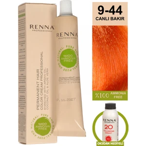 Bitkisel Amonyaksız Saç Boyası 60 ml 9-44 Canlı Bakır Oksidan Hediyeli