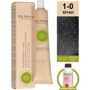 Bitkisel Amonyaksız Saç Boyası 60 ml 1-0 Siyah Oksidan Hediyeli