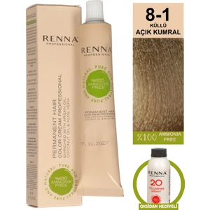 Bitkisel Amonyaksız Saç Boyası 60 ml 8-1 Küllü Açık Kumral Oksidan Hediyeli