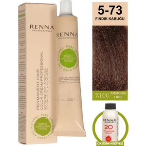 Bitkisel Amonyaksız Saç Boyası 60 ml 5-73 Fındık Kabuğu Oksidan Hediyeli