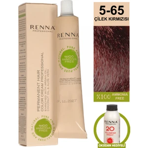 Bitkisel Amonyaksız Saç Boyası 60 ml 5-65 Çilek Kırmızısı Oksidan Hediyeli