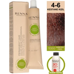 Bitkisel Amonyaksız Saç Boyası 60 ml 4-6 Kestane Kızıl Oksidan Hediyeli