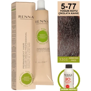 Bitkisel Amonyaksız Saç Boyası 60 ml 5-77 Yoğun Koyu Çikolata Kahve Oksidan Hediyeli