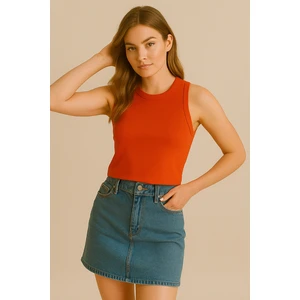 Kadın Askılı Crop Atlet Turuncu