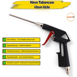 Uzun Ağızlı Uçlu Hava Üfleme Tabancası Profesyonel Temizlik Toz Giderme Tabancası Kompresör 12 cm