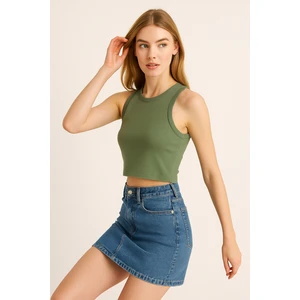 Kadın Askılı Crop Atlet Haki