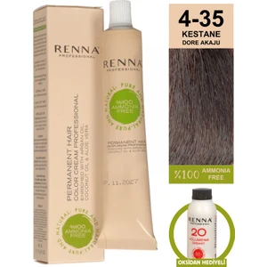 Bitkisel Amonyaksız Saç Boyası 60 ml 4-35 Kestane Dore Akaju Oksidan Hediyeli