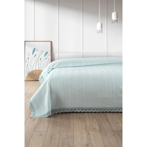 %100 Pamuk Çift Kişilik Kopanaki Dantelli Petek Pike 210x230 cm-Mint Yeşili