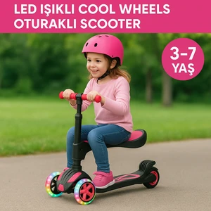 Cool Wheels Oturaklı LED Işıklı Scooter | 3 Tekerlekli Combo Scooter 3-7 Yaş