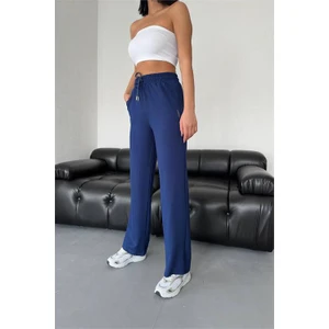 Oysho Kumaş Bol Paça Kadın Eşofman Altı Lacivert