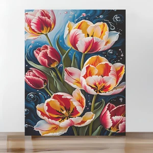 MORANKA Sayılarla Boyama Tuval Seti Fırça Boya Dahil (Çıtalı) 40X50 cm -Laleler