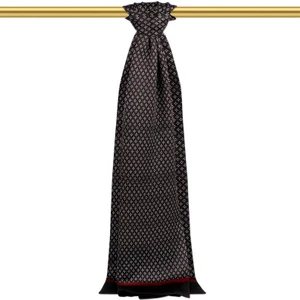 Siyah Desenli Erkek Ipek Kaşkol