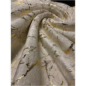 Kadife Koltuk ve Çekyat Örtüsü Krem Renk Altın Varaklı 1 Adet Kolay Temizlenebilir