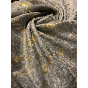 Gri Kadife Koltuk Çekyat Örtüsü Altın Varaklı Modern Tasarım 1 ADET