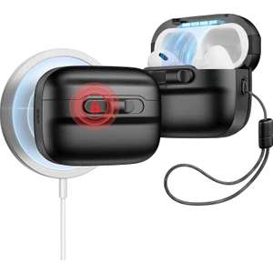 Apple AirPods Pro 2 Kılıf Pulse Kapak Kilitli Magsafe - Siyah