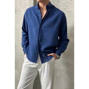 Erkek Oversize Kesim Keten Görünümlü Gömlek