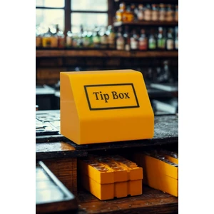 Pleksi Kilitli Tip Box Bahşiş Kutusu Sarı 15x10x12 Cm
