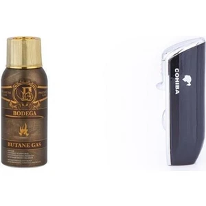 Siyah Üç Torch Çakmak ve Bodega Premium Gazli Bütan Gaz 100ML Seti