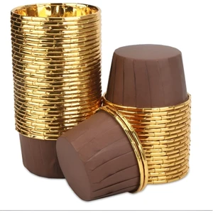 Muffin Kek Kalıbı 25 Adet Cupcake Kağıdı Kahverengi Golden